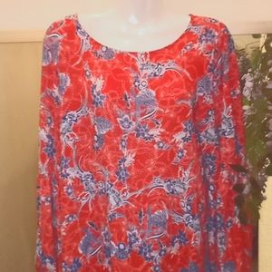 Emma & Olivia  Printed Long Sleeved Crepe Blouse